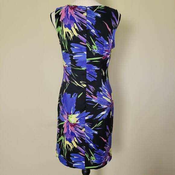 EUC Connected Apparel 6 Bodycon Dress Back Zip Back Slit Vibrant Multicolor - Picture 8 of 16